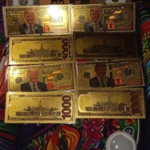 Gold foiled thousand dollar bill President Trump collectibles